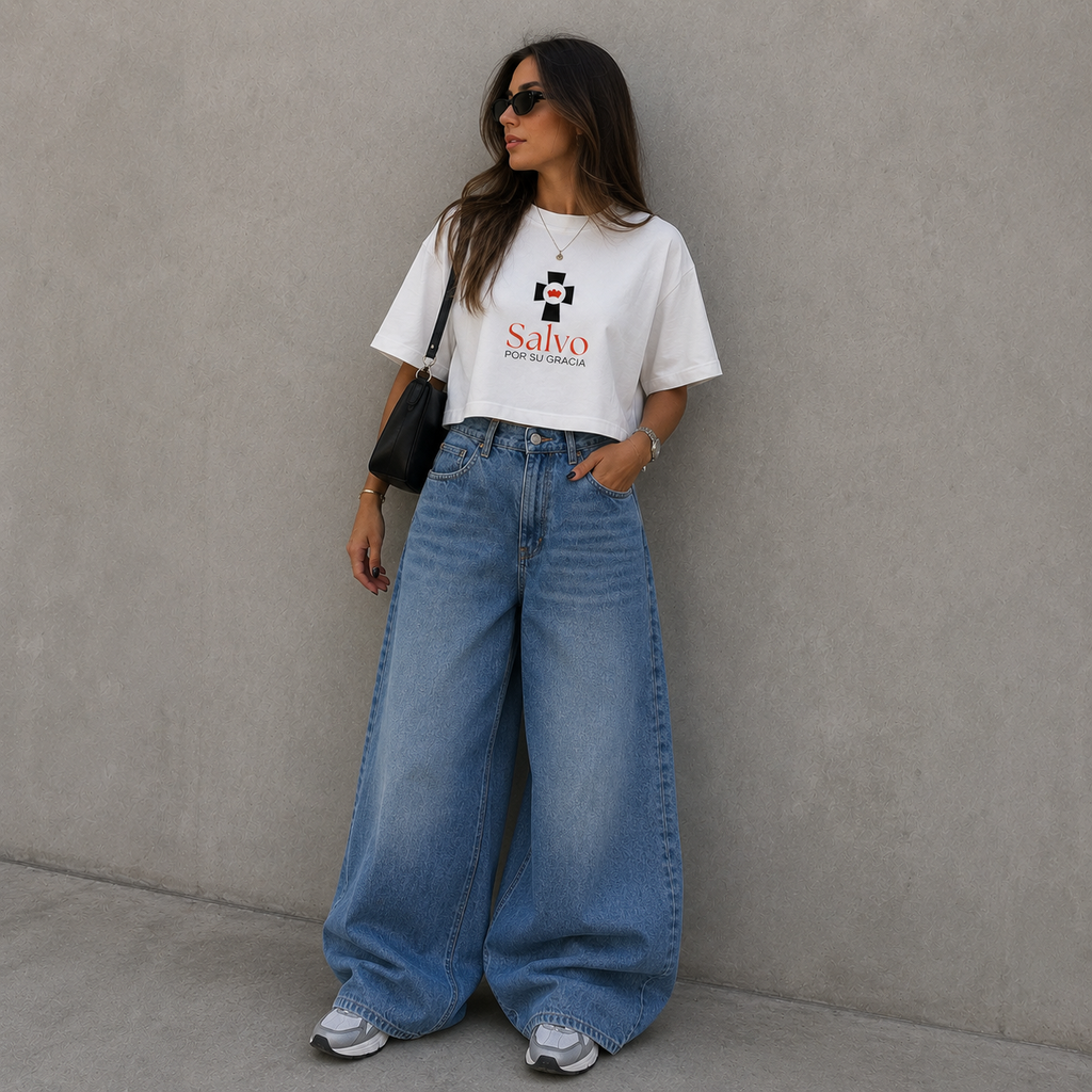 Crop Top Oversized - Salvo por su Gracia